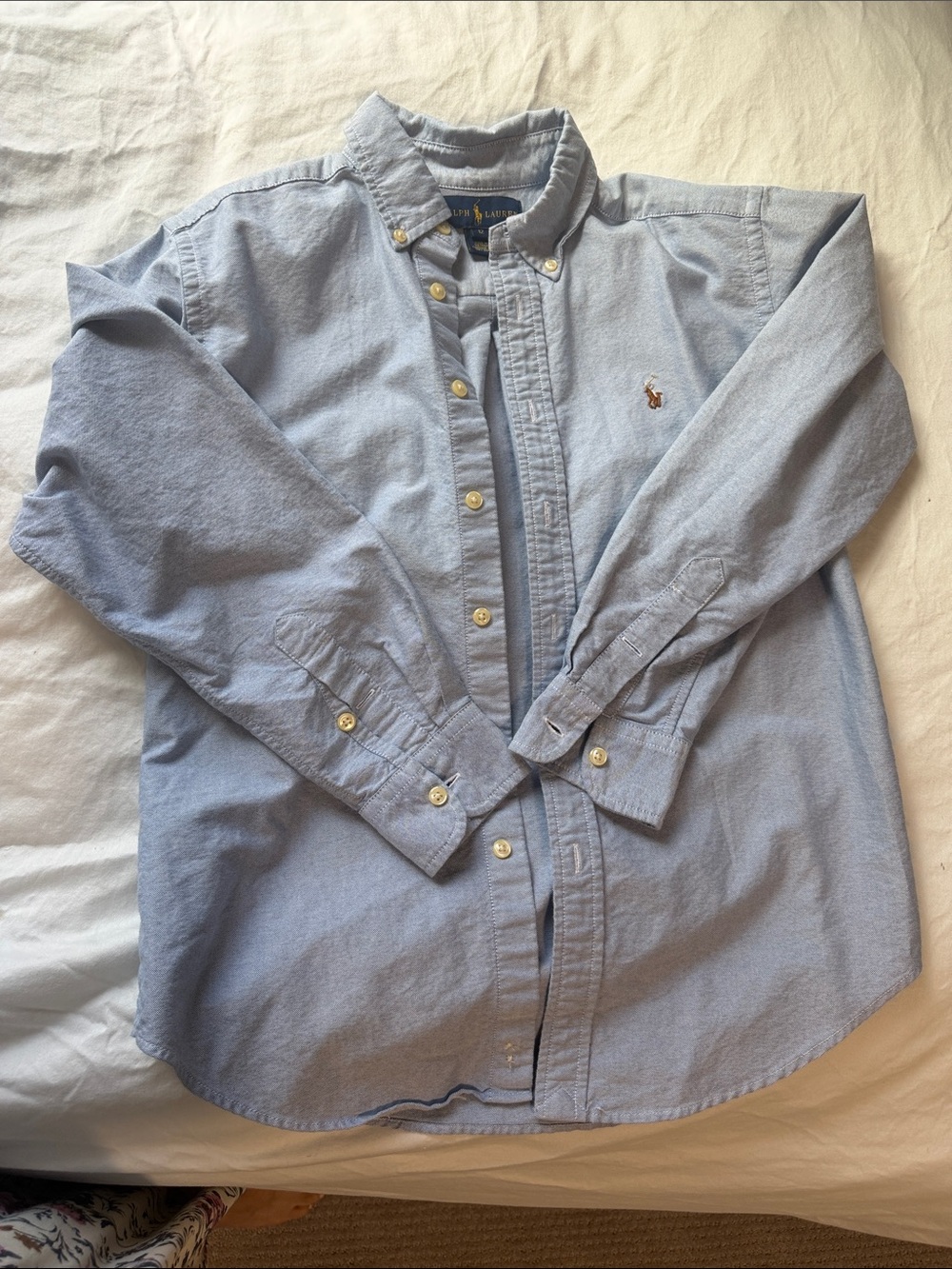 Ralph Lauren Light Blue Button-Down Oxford Shirt with Pony Embroidery